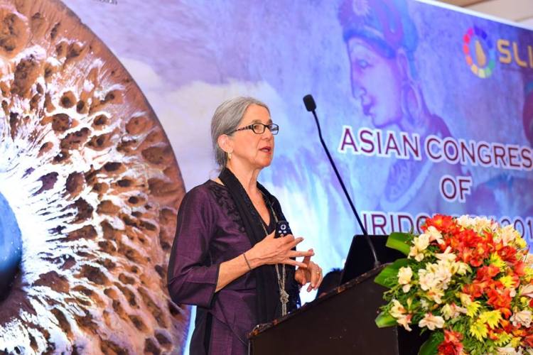 Betty Sue O'Brian speaking at an Iridology congress in SIngapore.